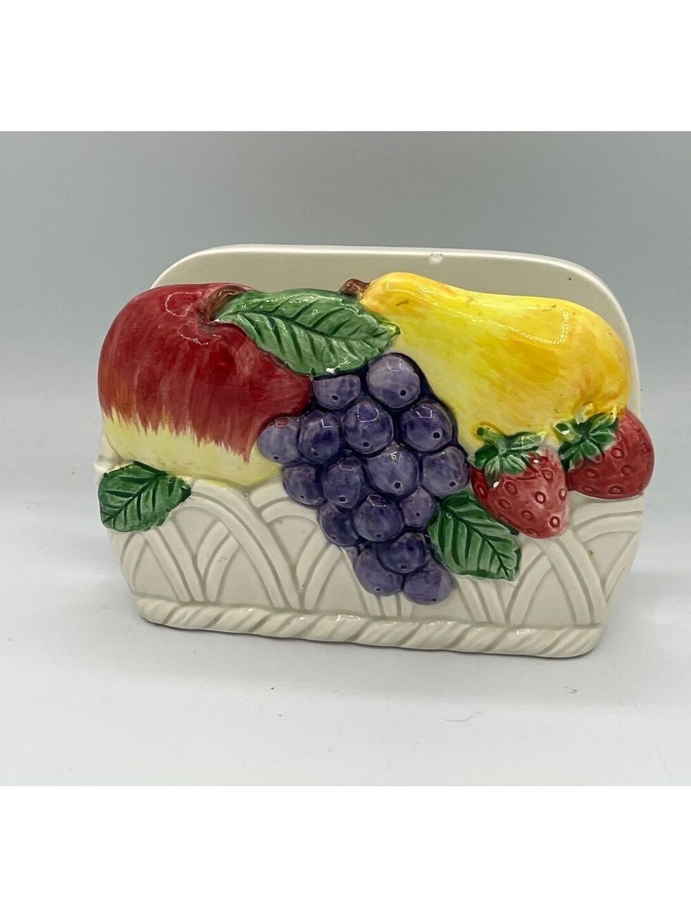 Otagiri Ceramic Fruit Napkin Holder Hand Painted in Japan